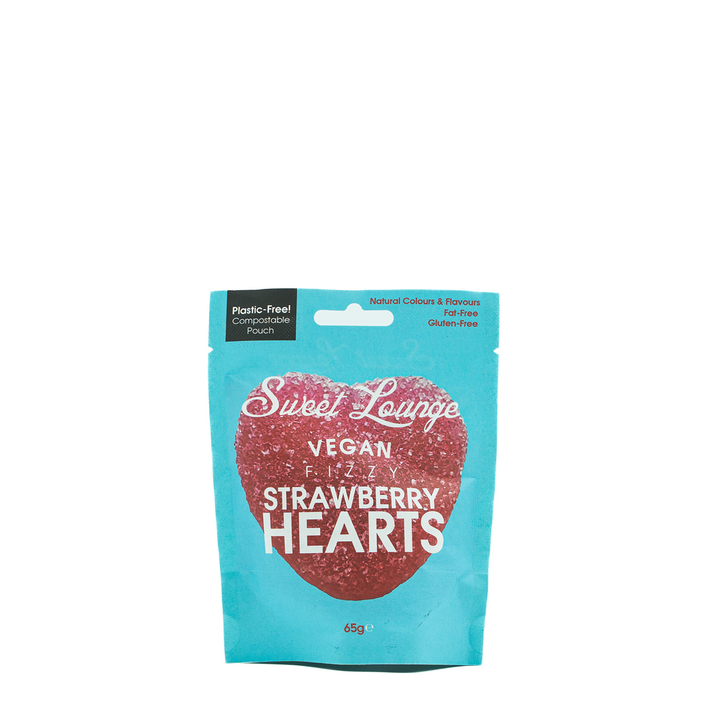 Vegan Fizzy Strawberry Hearts Pouch